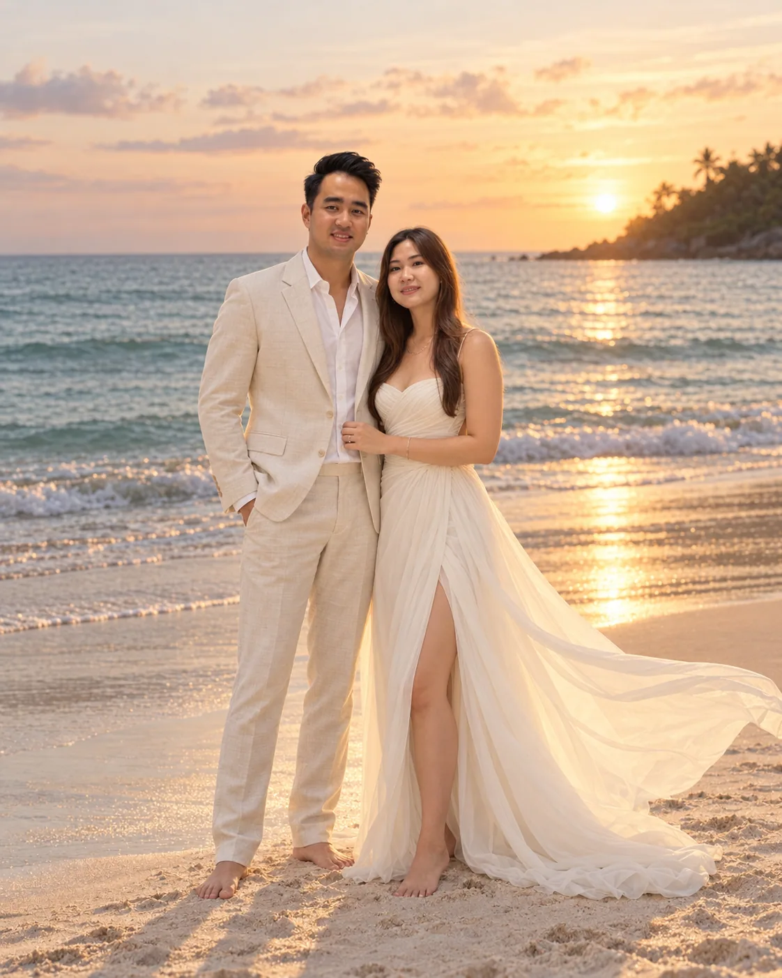 Fery and Widia standing together by the sea